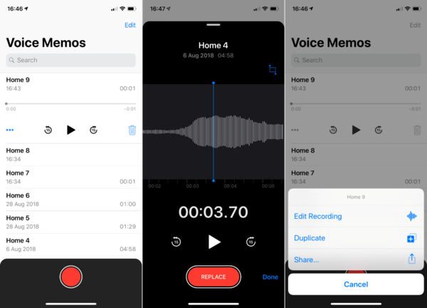 Các thao tác bạn có thể sử dụng ở app Voice Memos của iOS